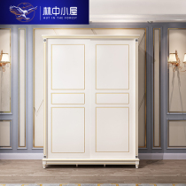 Wing door wardrobe White simple American wardrobe 1 6 m sliding door sliding door locker bedroom two door wardrobe