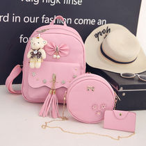 Flow Su Double Shoulder Bag Woman 2020 New Korean version 100 lap college Wind student Bag Less Lady Fashion Rivet Backpack