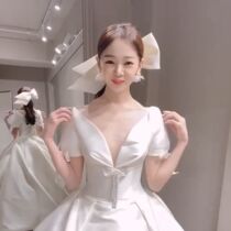 Han Style Bridal Sweet butterfly knot headwear superior beige satin hair accessories Wedding Disc Hair Brigade Pat styling accessories