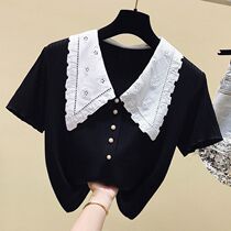  2021 summer new Korean version of the western style super fairy wild short-sleeved T-shirt female student design sense bottoming shirt top female