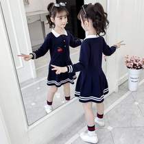 Girl dress long sleeve 2020 new college style girl princess dress in the big Children Spring and Autumn thin childrens dress skirt