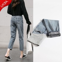 Pregnant Woman Pants Spring Autumn Out of Pregnant Woman Jeans Autumn Winter Plus Suede Fashion Loose Old Daddy Pants With Underpants Trousers Long Pants