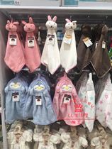 Japan Daiso cartoon rabbit star print super soft coral fleece towel handkerchief face wipe handkerchief