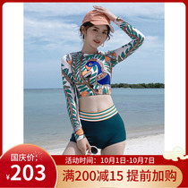 Swimsuit female split fairy fan cover belly thin Korean ins long sleeve sunscreen 2021 New Conservative hot spring swimsuit