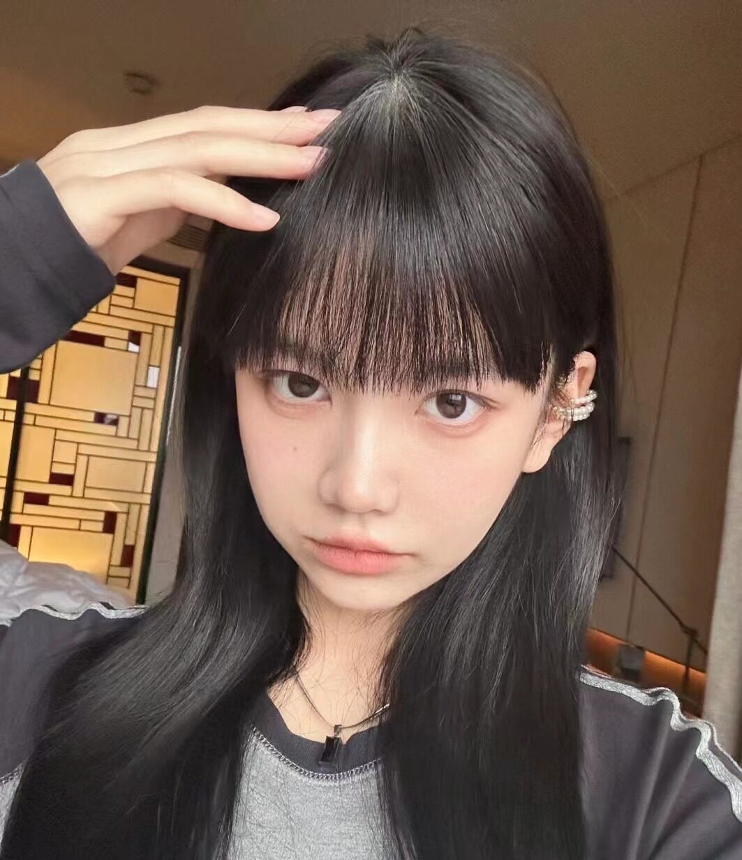 真我黑长直漫画齐刘海假发套 全真发整顶设计 自然隐形无痕贴合 长发飘逸顺滑