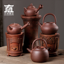 Chaozhou handmade pull pottery pot Jade book Simmer thin pot Tsai charcoal stove Tea kettle Old rock mud sand Tea Kung Fu tea set