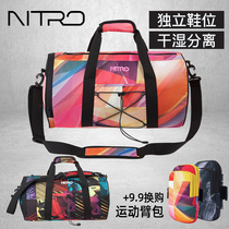 NITRO one-shoulder Sports Mens Fitness Bag womens dry and wet separation training bucket tide travel cylinder bag crossbody