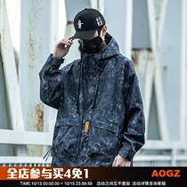 Xiaobin national tide 2021 spring new tooling coat men loose bf wind hooded jacket youth charge coat tide