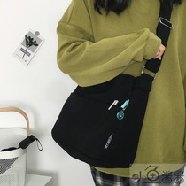  ins medium bag canvas bag female messenger bag ancient sense girl college student class Korean one-shoulder Japanese canvas bag