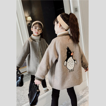 Girl woolen coat autumn foreign style Korean version of Girl fashion Middle Child 6 6 7 7 8 8 9 year old woolen coat winter