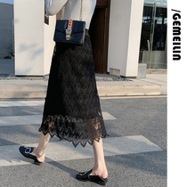 High waist skirt women 2020 Summer new thin bag hip temperament A character two sides wear long lace dress tide