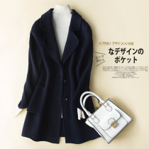 Autumn and winter new small double-sided cashmere coat womens woolen coat slim waist suit collar pure wool
