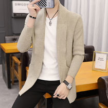 Mens knitted cardigan mens autumn 2019 new trend Korean slim outer wear casual British top jacket trend