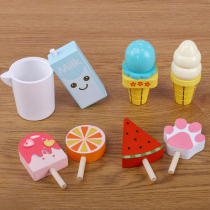 Simulation mini ice cream cone Cute cartoon animal popsicle men and women childrens little toy set