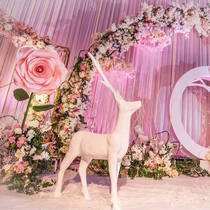 Wedding props white deer big pair deer glass fiber reinforced plastic sika deer wedding background decoration stage welcome area scene layout