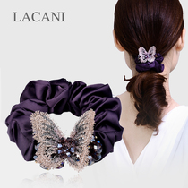 Hair rope headdress Hair ring Korean embroidery Butterfly temperament Crystal tie ponytail Rubber band Hair rope head flower large intestine ring