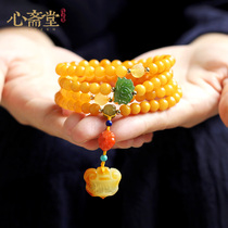 Heart Zhaitang (dream) natural raw ore beeswax handstring 108 rosary ethnic style jewelry bracelet female Buddha beads