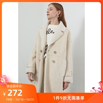 LILY winter new womens temperament beige loose profile environmentally friendly fur coat 119450I1207