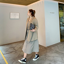 ALIN custom large size women's fat mm condole belt dress 2020 new spring dress slim temperament long dress