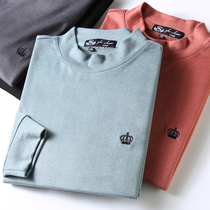 Autumn and Winter new soft skin warm solid color basic men Slim half high collar long sleeve T-shirt base shirt