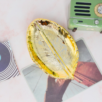  ins storage box European-style small luxury girl heart ceramic plate Gold leaf lipstick jewelry leaf Gold leaf