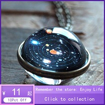 Solar  Planet Galaxy  Double Sided Glass Necklace Pendant
