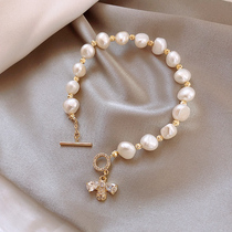 Pearl simple temperament little bee sterling silver bracelet senior light luxury bracelet ins niche design Korean bracelet female