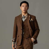 SOARIN Yuppie Retro mens clothing pure wool Western suit Inn Thousand birds Gwoon Business Suits Suit Jacket