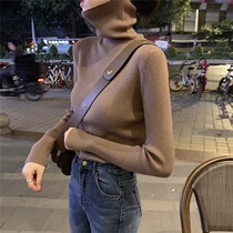 Autumn and winter thickened Korean version slim fit inside the Western-style base shirt chic turtleneck sweater pile collar thin knitwear women