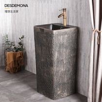 Retro vertical column washbasin bathroom balcony outdoor wash basin Basin Integrated floor-to-ceiling courtyard sink