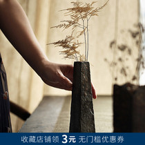 Simple Japanese vase ornaments Vintage coarse pottery gilt flower tea Ceremony Zen hydroponic flower arrangement Ceramic home