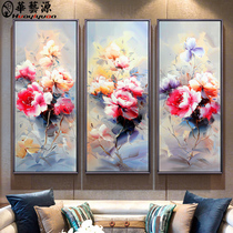 New Chinese hand-painted oil painting abstract living room decorative painting study porch modern aisle peony hanging painting mural custom