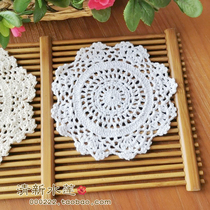 FRESH WATER LOTUS HAND CROCHET HOOK CROCHET HOOK FLOWER CROCHET WOVEN LACE SMALL ROUND CUP CUSHION DISC CUSHION DECORATIVE TABLE MAT RICE WHITE