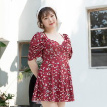 Big Code Swimsuit Woman Fat Mm Veil 200 Catty Conjoined To Lean Sweet And Broken Flowers ins2020 New Spa Big Chest