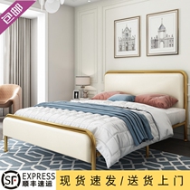  Nordic light luxury wrought iron bed Net red princess bed Childrens iron frame bed Simple modern 1 5 1 8 meters single double bed