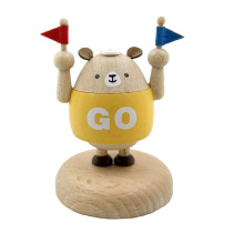 Taiwan jeancard car desktop decoration creative forest live solid wood fun bear boy and girl shaking his head doll