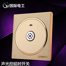 International voice control corridor switch panel sound and light control induction champagne gold type concealed delay corridor electrician 86