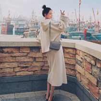 Sweater suit womens autumn 2021 new Korean loose small fragrance Western style fashion spring and autumn skirt two-piece set