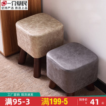 Solid Wood Stools Home Sturdy Living Room Changing shoes Bench Creativity Brief Modern Little Bench Cloth Art soft seat Bench Short Bench