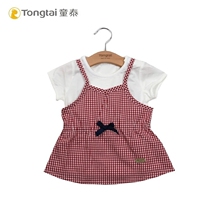 Boy Thai Baby Clothes Girl Summer Dress New Two Sets Plaid Dress 1-4 Year Old Baby Pendant With Skirt