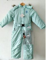 Childrens professional ski clothes windproof waterproof thick cotton one-piece ski suit-30 degrees warm
