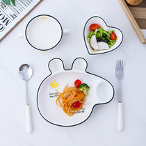  Piggy Mickey ceramic household breakfast grid plate Childrens cute eating tableware set Cartoon school supplementary food bowl