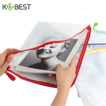 A4 Large open zipper bag B5 network bag A5 file bag Student paper bag Office information storage bag File bag