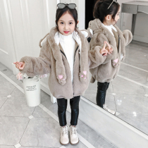 Korean girls winter cashmere coat 2021 New Korean version of childrens thick sweater warm cotton coat Foreign