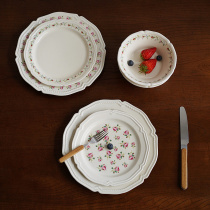 Eurostyle Fields Garden Countryside Retro Small Broken Flowers Rose Ceramic Dinner Plate Sweet Pint Small Clear New West Dinner Plate Steak Tray