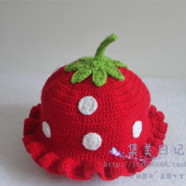 Spring and autumn and winter handmade wool childrens basin hat Baby warm hat Newborn hat Farm baby strawberry hat