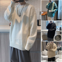 Day-series retro pure-coloured cashmere sweater in the shape of a manhood male autumn and winter outside wearing a covered head-knitted sweater in white