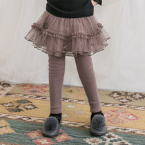 Boat mouse girls culottes leggings velvet thickened autumn and winter 2020 new childrens pants skirt mesh female baby pants