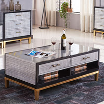 Light luxury Nordic modern minimalist complete drawer tea table small apartment paint gold-plated multi-functional living room solid wood coffee table
