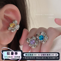 South Korean god Yans small crowdsourced high level Frosty wind super sparkly floral water drill ear bone clip small and no earthy hole ear decoration